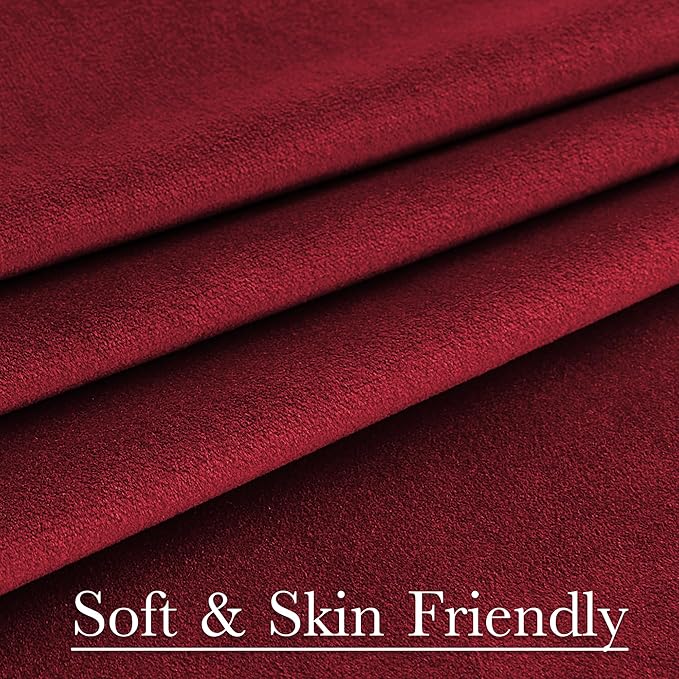 StangH Red Velvet Curtains for Living Room 120 inches Long, Christmas Decor Back Tab Thermal Insulated Room Darkening Privacy Protect Drapes for Bedroom Home Theater, W52 x L120, 2 Panels