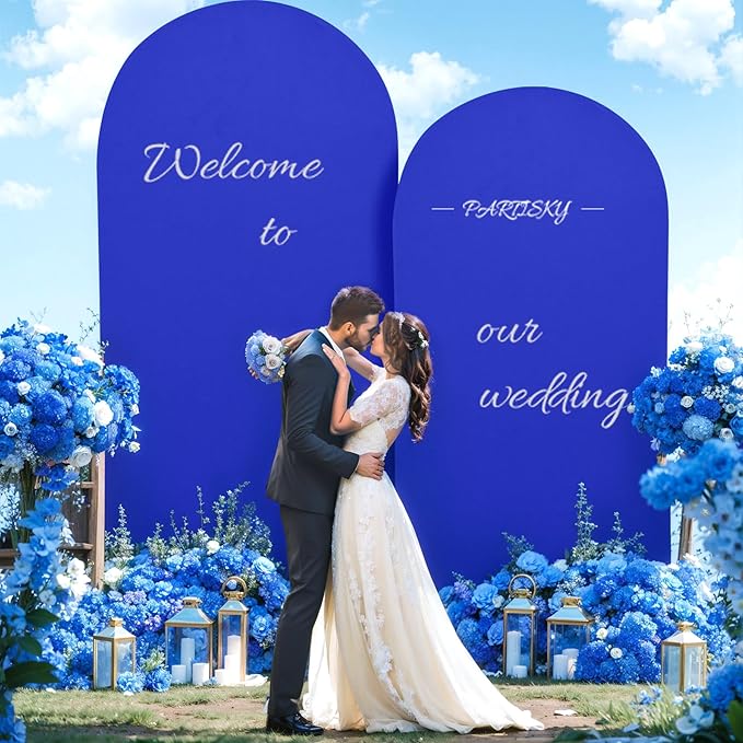 Royal Blue Spandex Fitted Wedding Arch Stand Cover 7.2FT Round Top Chiara Arch Stretchy Backdrop for Birthday Party Ceremony Banquet Decoration
