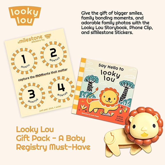 Looky Lou Bundle - Phone Clip & Storybook Set for Newborn Photography, Monthly Milestones, Halloween & Fall Baby Photoshoot Props - New Mom, Parent, Grandparent, Shower, Registry & Thanksgiving Gifts