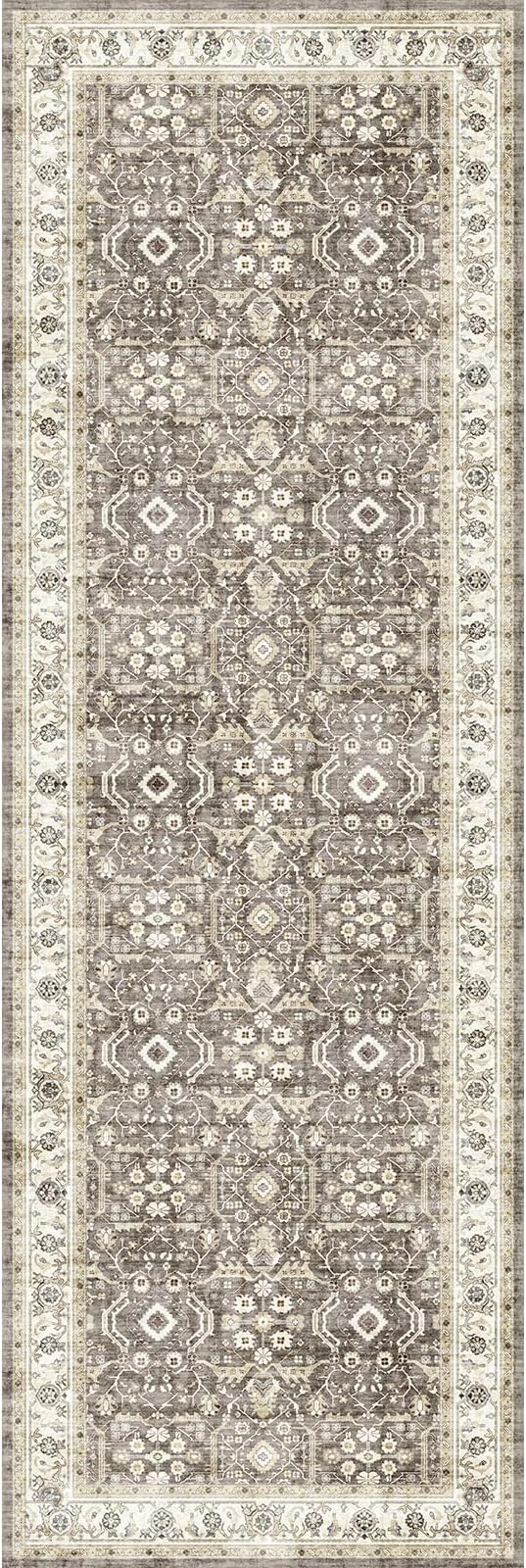 WITSHOCK Runner Rug 2x6 Kitchen, Rugs Runners Machine with Washable Non Slip Backing for Hallway Stair Runner Rug Indoor Entryway Laundry Room, Brown/Beige