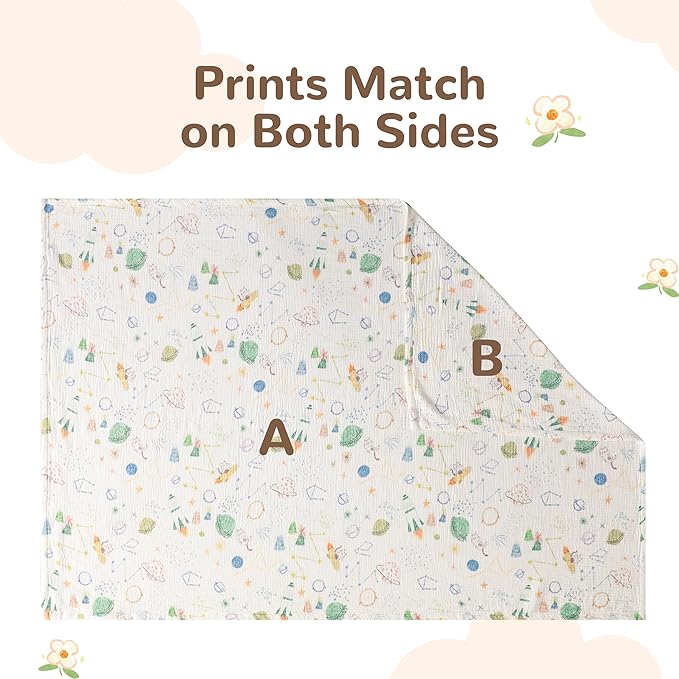 NTBAY 4 Layer Muslin Cotton Toddler Blanket, 42x60 Soft and Breathable Receiving for Newborns and Infants, Perfect for Crib, Stroller, Travel, Lightweight Nursery Blanket, Space Explorer