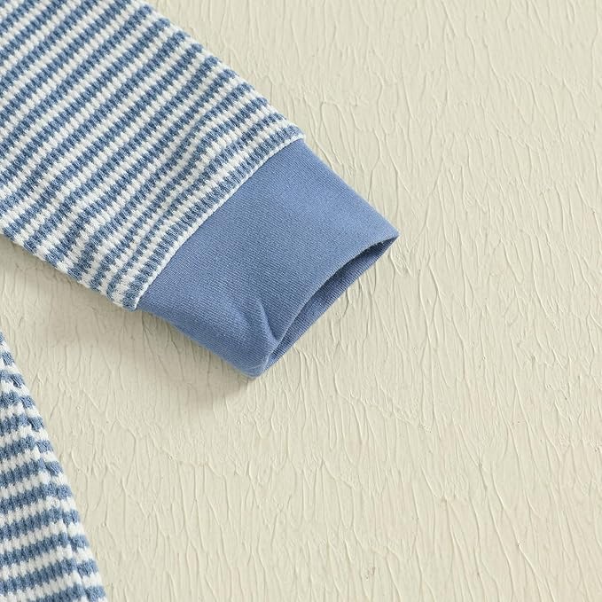 Infant Boys Fall Clothes Newborn Baby Romper Hat Stripe Knit Long Sleeve Bodysuit Jumpsuit Baby Going Home Outfit