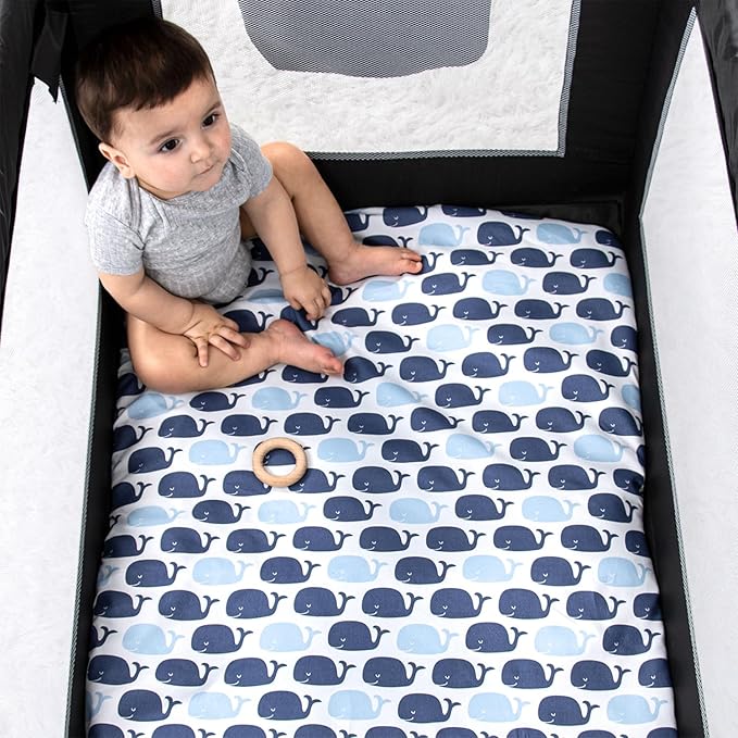 The Peanutshell 3-Pack Fitted Playard Sheets - Soft & Breathable Baby Boy or Girl Mini Crib Sheets, Pack N Play Mattress, Fits Standard Playard Pack Play Mattresses - Nautical