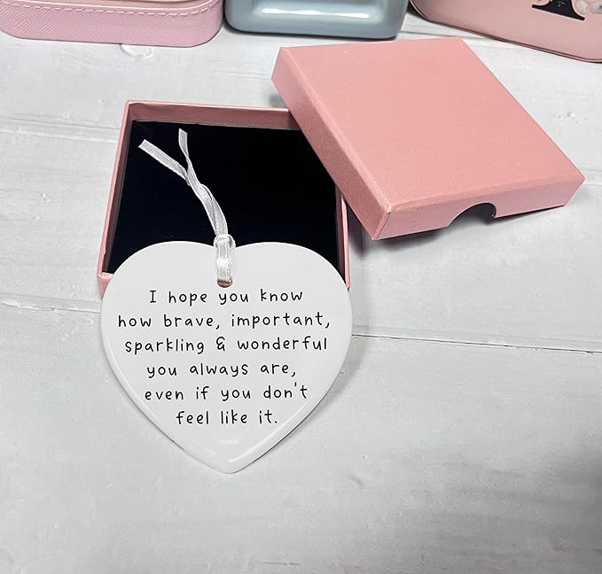 Heart Shaped Ornament-Encouragement Gift for Daughter Son Sister Best Friend Niece Nephew I Hope You Know How Brave You are Christmas Keepsake Decor Double-Sided Printing