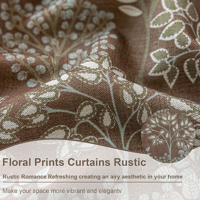 OYX Floral Curtains 96 Inch Length 2Panels for Living Room, Bedroom Light Filtering Drapes, Farmhouse Vintage Country French Tassels for Boho Pattern Rod Pocket Aesthetic Home Decor Window Treatments