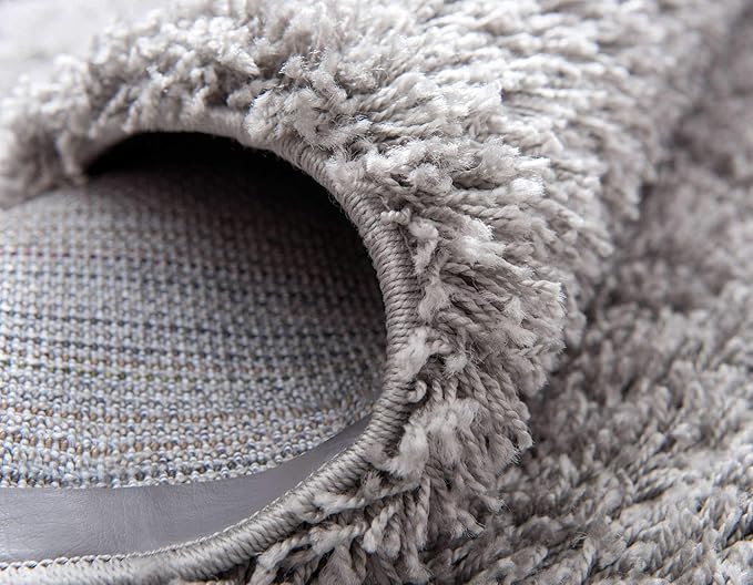 Unique Loom Solid Shag Collection Area Rug (8' Round, Cloud Gray)