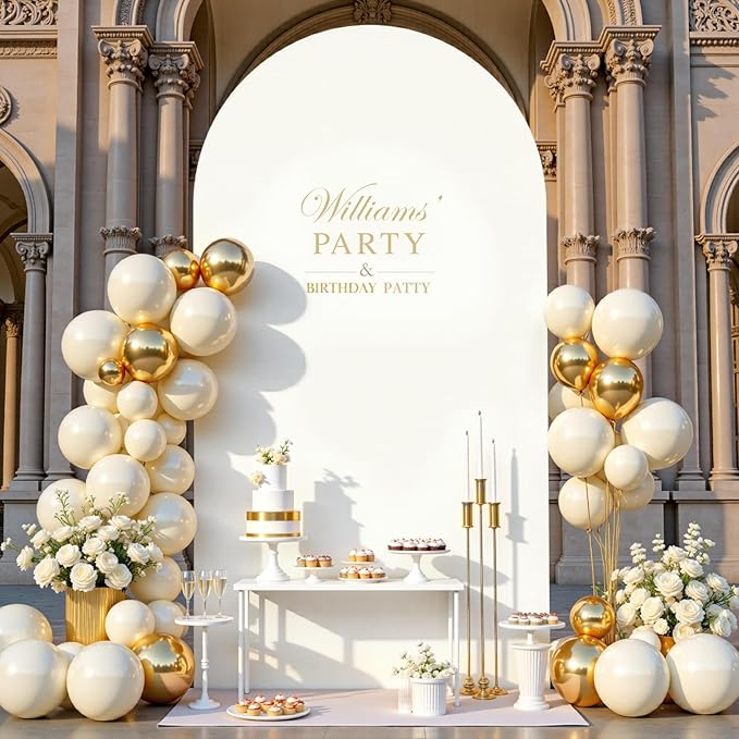 Ivory Arch Cover 6.6FT Spandex Fitted Wedding Arch Stand Covers Round Top Chiara Arch Covers Stretchy Backdrop Cover for Birthday Party Ceremony Banquet Decoration