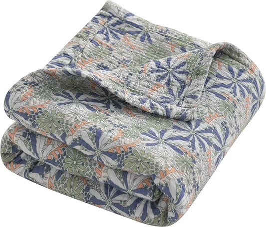NTBAY 4 Layer Muslin Cotton Toddler Blanket, 42x60 Soft and Breathable Receiving for Newborns and Infants, Perfect for Crib, Stroller, Travel, Lightweight Nursery Blanket, Retro Floral Botanical