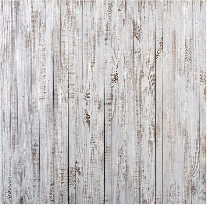 WOLADA 10x10FT Vintage Wood Backdrop Retro Rustic White Gray Wooden Floor Backdrops for Photography Kids Adult Photo Booth Video Shoot Vinyl Studio Prop 11890