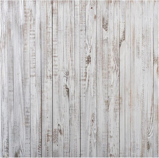WOLADA 10x10FT Vintage Wood Backdrop Retro Rustic White Gray Wooden Floor Backdrops for Photography Kids Adult Photo Booth Video Shoot Vinyl Studio Prop 11890