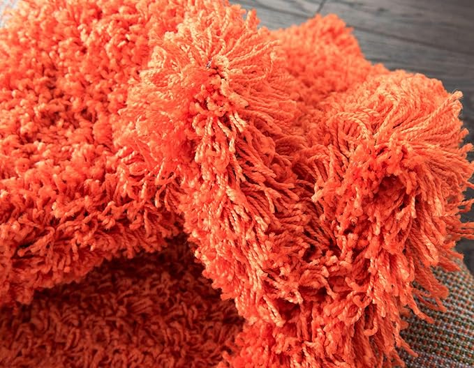 Unique Loom Solid Shag Collection Area Rug (5' 3" x 8' Rectangle, Tiger Orange)