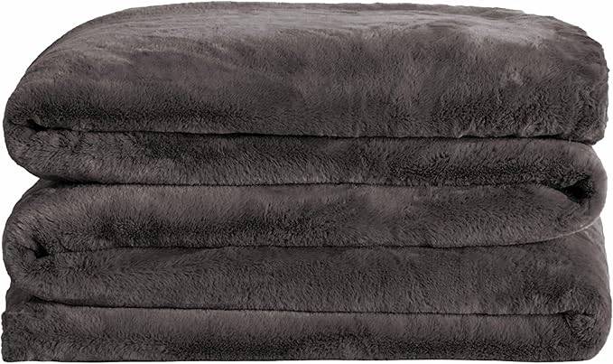 UnHide Cuddle Puddle - Faux Fur Blanket - Oversized, Lightweight, Extra Soft Blanket - Machine Washable - Add a Layer of Softness to Any Bed or Couch - 100” x 100” - Charcoal Charlie