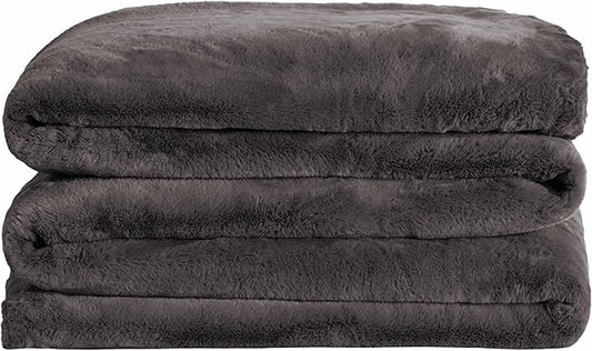 UnHide Cuddle Puddle - Faux Fur Blanket - Oversized, Lightweight, Extra Soft Blanket - Machine Washable - Add a Layer of Softness to Any Bed or Couch - 100” x 100” - Charcoal Charlie