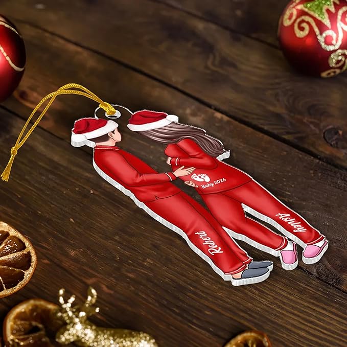 Personalized Expecting Parents Christmas Pregnancy Ornament 2025 – Custom Name Pregnancy Hanging Ornament, New Baby Announcement Xmas Tree Decoration Gift for Parents-to-Be, Family Keepsake