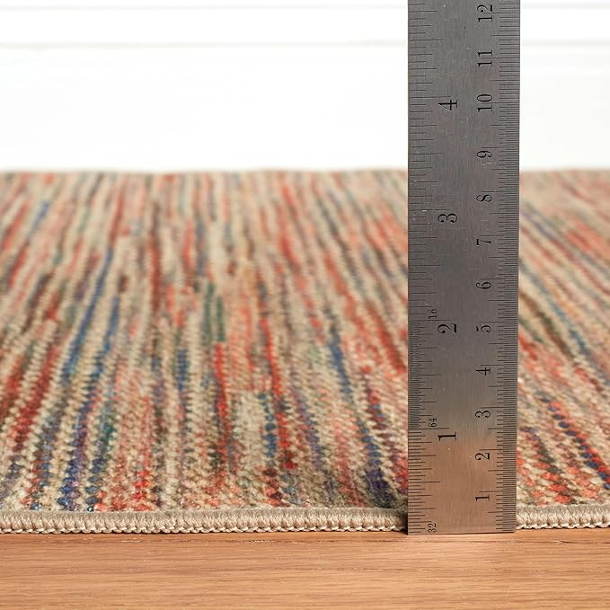 Dash & Albert Clay Multi Machine Washable Rug, 4 X 6 Feet, Multi Stripe Pattern