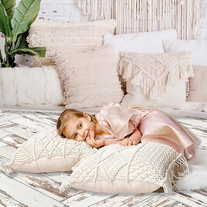 Kate Photography Floor Mats Vintage Wood Floor Backdrop Retro White Wooden Rubber Mats for Newborn Photography Props for Professional Photographers Studio 5x4ft