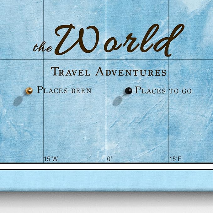 Canvas World Map with Cork Pin Board - English Lettering - Decorative Wall Decoration for All Rooms - Canvas Pictures with World Map Motif (150x100 cm, Pattern 21)