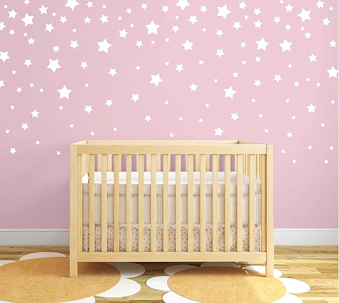 190 Pieces Star Wall Decals, Matte Vinyl, Nursery Decor, Easy to Use, Removable for Kids Baby Girls Boys Bedroom, Home Decor Stickers Y17 (White)