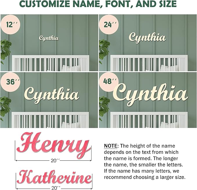 Personalized Wooden Baby Name Sign - Custom Name Wall Decor for Nursery - Boy & Girl Name Signs - Baby Announcement Sign - Wooden Custom Name Signs for Wall - Ideal Nursery Name Signs