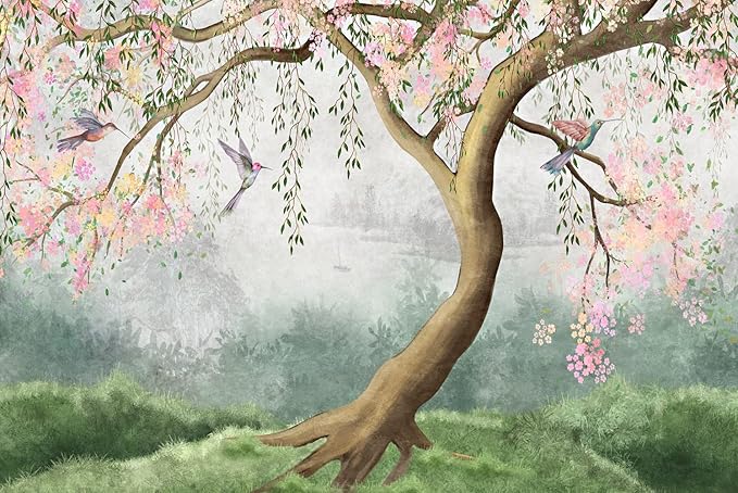 Forest Wallpaper Fantasy Forest and Bird Wall Mural for Bedroom Living Room Dining Room(Not Peel n' Stick)