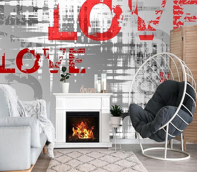 XMPMBM-Graffiti Art backsplash Large Decorative Wallpaper Colorful Alphabet Bedroom Bathroom Wall Mural- W 88" X H 59"（36 Square Foot）
