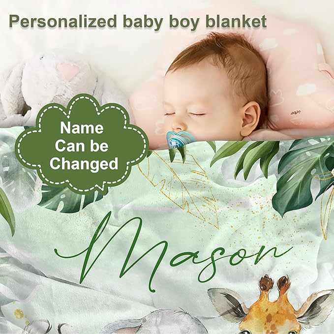 J&SBGFT Custom Baby Blanket with Name, Personalized Receiving Blanket for Toddlers, 30"x40", Color13