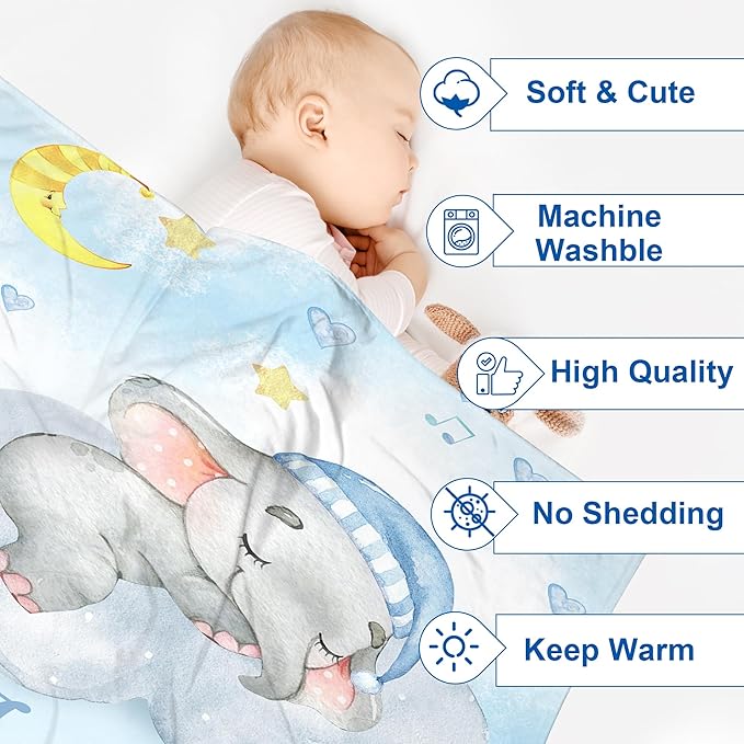 J&SBGFT Personalized Custom Baby Blanket for Boys - Customized Name Blanket for Toddlers, Kids - Nursery Stroller Crib Decor Throw - 30"x40", Color 1