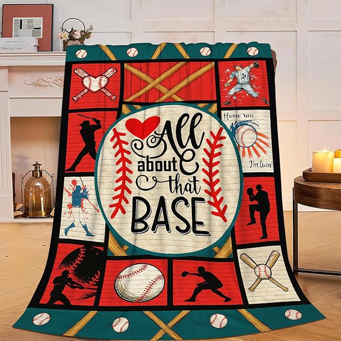 Baseball Fleece Baseballs Throw Blanket Gifts for Boys Girls Kids Teenagers Adult Men Women Fuzzy Plush Super Soft Cozy Warm Blanket Sports Stuff Bedding Blankets 40"X50"
