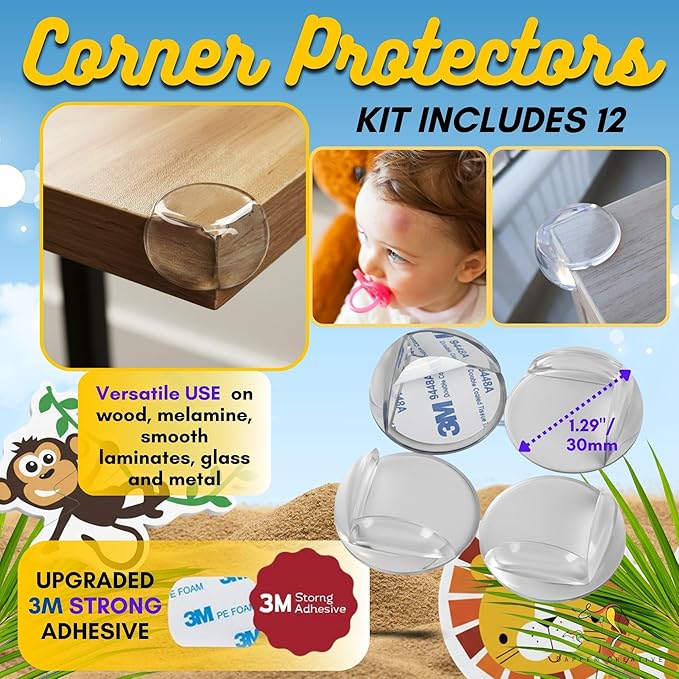 Baby Proofing Kit 67pcs All in One Includes Magnetic Cabinet Locks for Baby Proofing, Corner Bumper Protectors, Child Safety Strap Locks, Power Point Outlet Covers, Finger Pinch Guards & Bath Toys