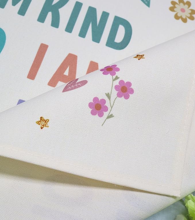 Boho Rectangular Banner Flag Pennant Wall Art Decor Gift for Baby Boy Girl Kids,Nursery Bedroom Playroom Front Decor Decor-I am Kind I Am Loved-Baby Present Shower,Birthday Christmas Gift