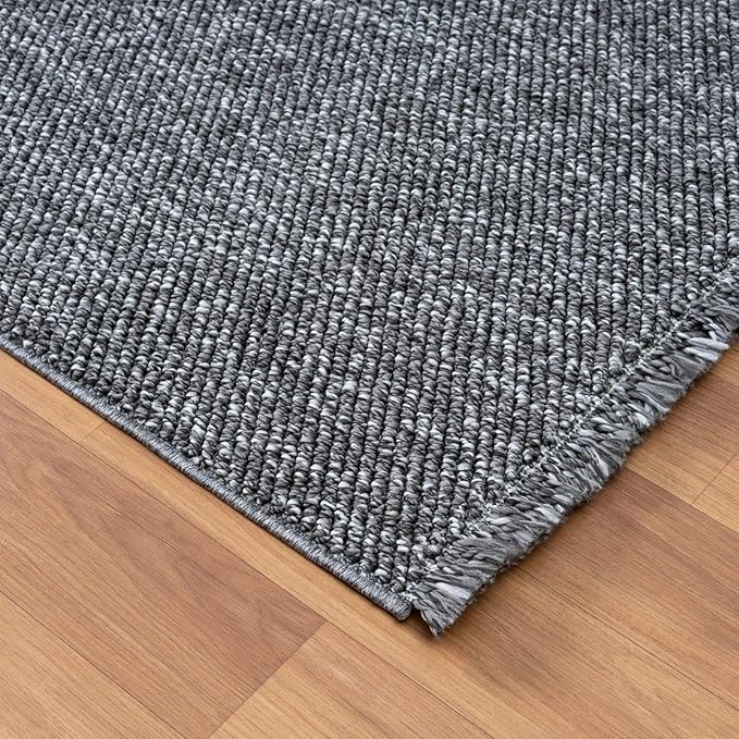 LUXE WEAVERS Solid Machine Woven Smoke 2x8 Area Rug, Indoor Stain-Resistant Carpet
