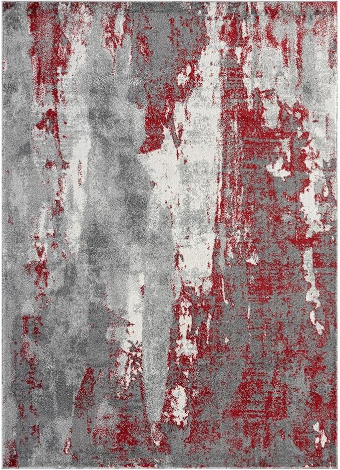 LUXE WEAVERS Lagos Collection 7681 Red 2x7 Modern Abstract Area Rug