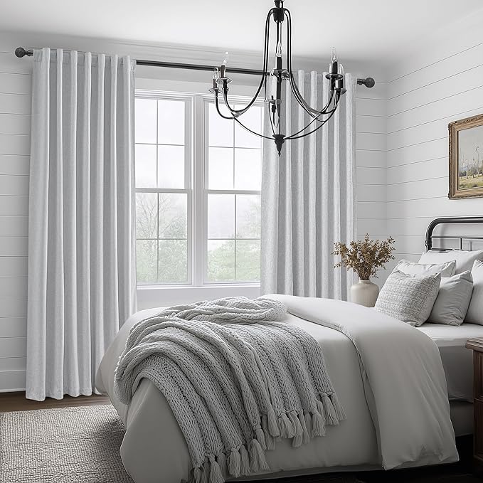 Light Grey Blackout Curtains 102 Inch Length 2 Panels Set for Bedroom, Modern Faux Linen Room Darkening Pleated Gray Burg with Rod Pocket Back Tab Insulated Curtain for Office Sunroom (50"Wx102"Lx2 )