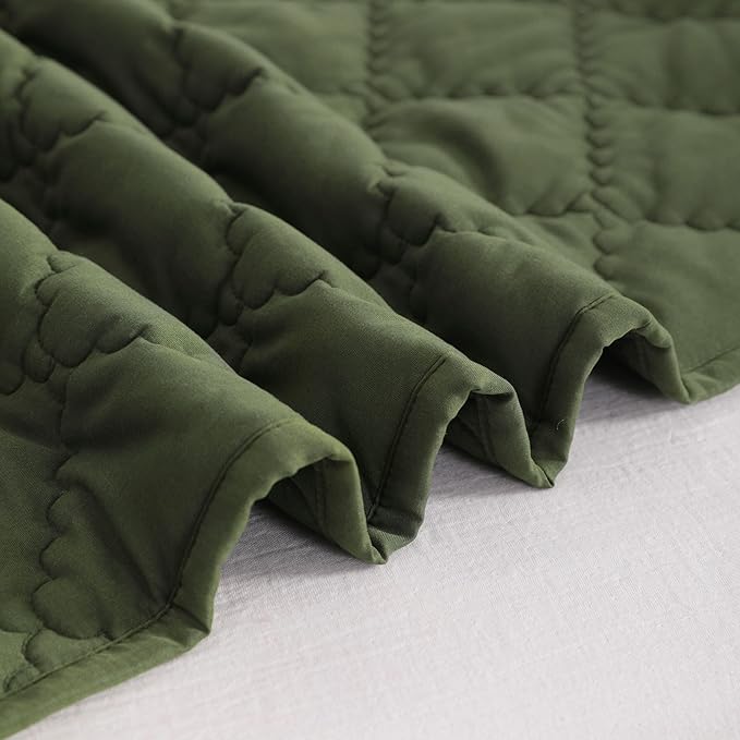 Down Alternative Oversized Toddler Comforter 43x60, Lightweight Warm Solid Color Baby Crib Quilted Blanket for Boys Girls, Olive Green