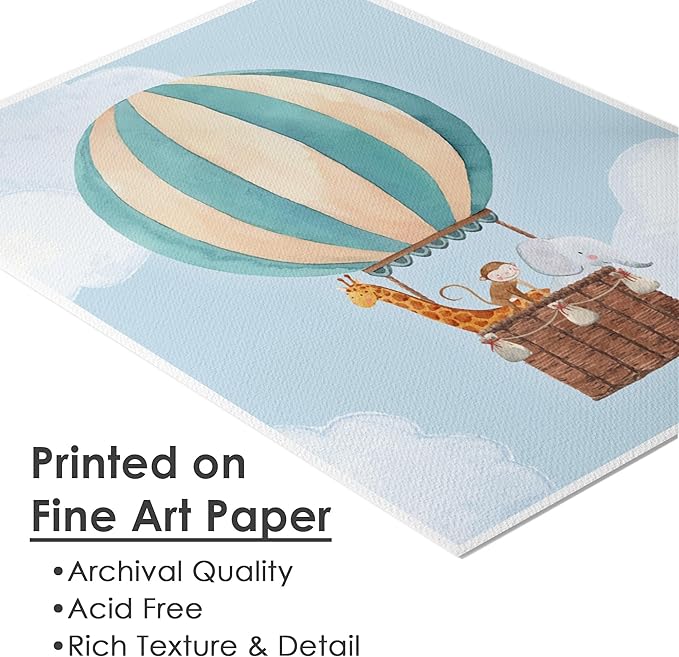 DREAM BIG PRINTABLES Hot Air Balloon Art Prints (Set of 3) - Unframed - 8x10s | Modern Nursery Wall Decor