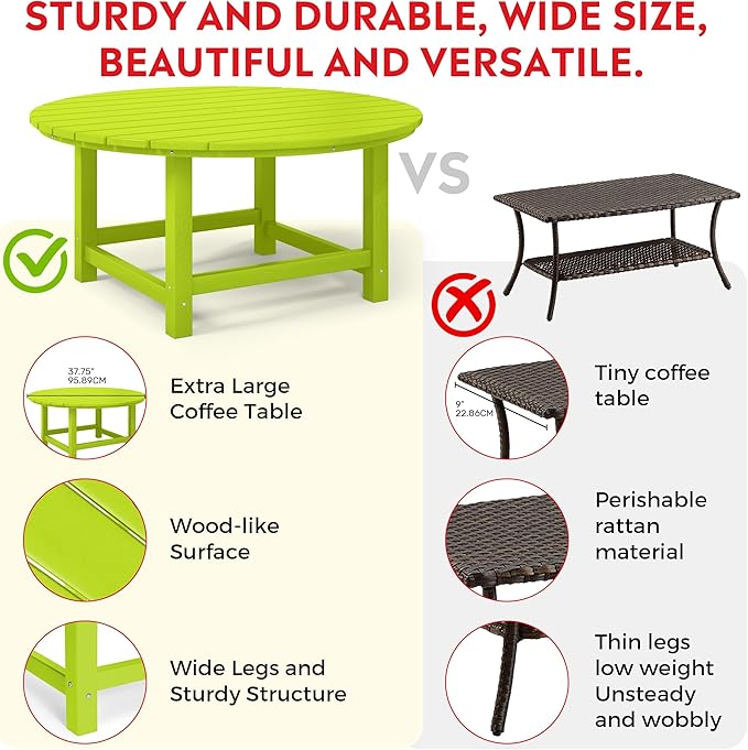 Costaelm Paradise Kids 5-Piece HDPE Outdoor Patio Round Dining Table and Chairs Set, Lime