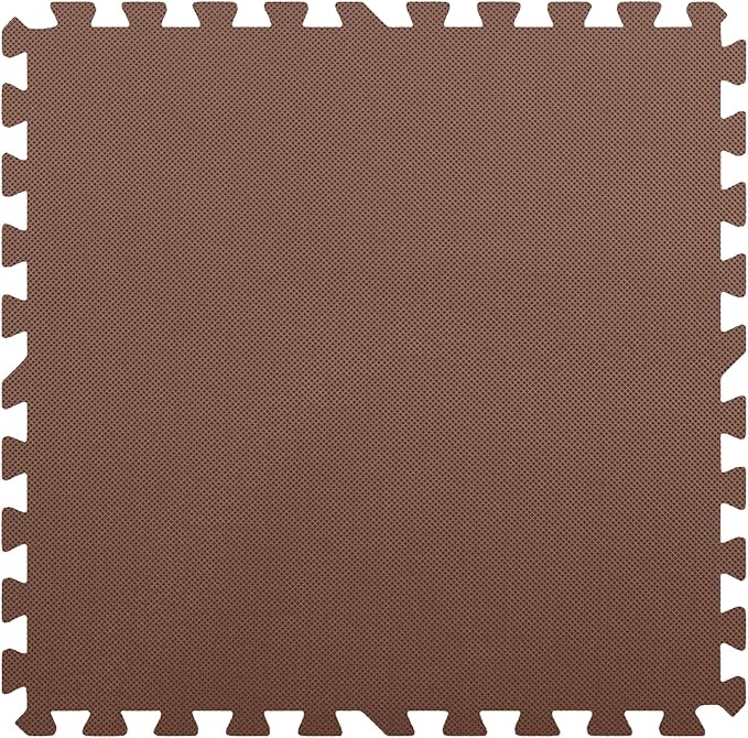 Flooring Inc's 1/2" Soft Non-Toxic Baby Play Mat, Toddler Playmat, Colorful Puzzle PlayMat, Floor Mats for Kids & Babies, EVA Foam Interlocking Tiles for Nursery & Playroom | Brown, 20 Tiles, 80 Sq/Ft