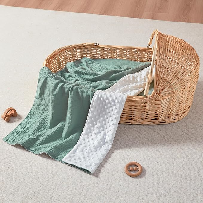 JELLYMONI Muslin Baby Blanket for Newborns, Double-Layer Soothing Raised Dots, Ultra-Soft Lightweight Receiving Blanket 1-Pack, Breathable Nursery Swaddle, 30x40 Inch