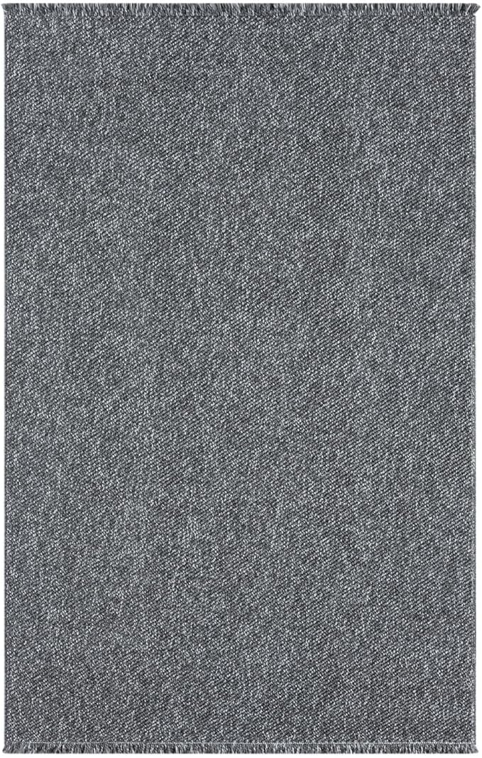 LUXE WEAVERS Solid Machine Woven Smoke 4x6 Area Rug, Indoor Stain-Resistant Carpet