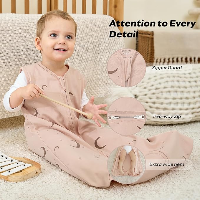 JELLYMONI Baby Sleep Sack 18-24 Months, 100% Cotton 3 Pack 0.5 TOG Baby Wearable Blanket Infant Sleep Sack with 2-Way Zipper Newborn Sleep Sacks