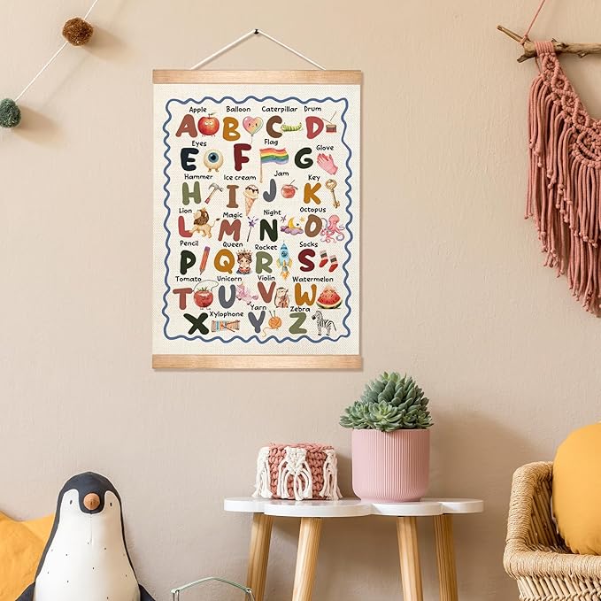 Kids Alphabet Educational Chart 2 for Classroom Decor,Colorful Educational Poster for Toddlers 1-3,Toddler Learning Poster for Kids Ages 3-5 for Nursery Playroom,Classroom Must Haves 14x18.5Inch(Colorful-06)