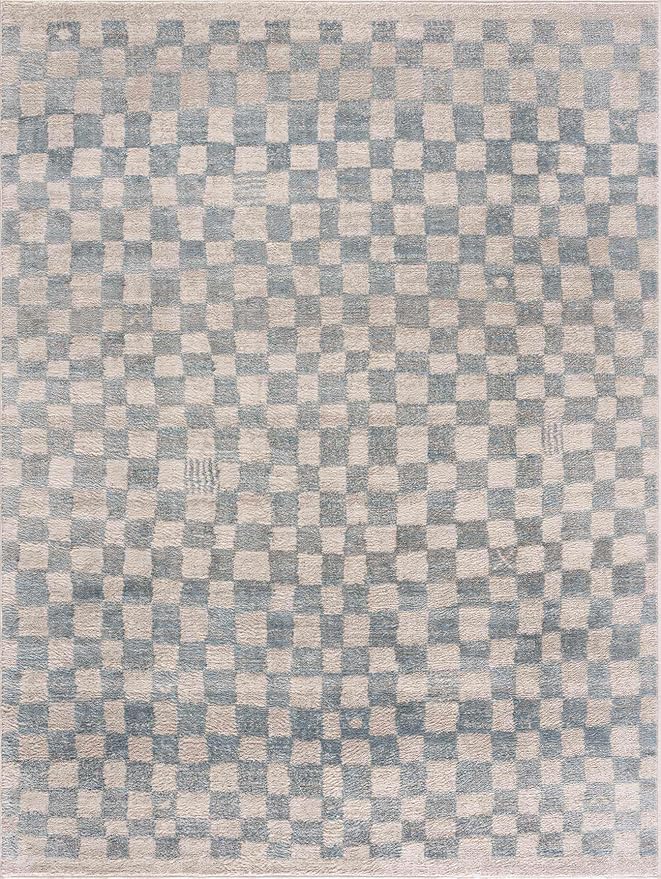 Hauteloom Benjy Living Room, Bedroom Area Rug - Contemporary - Cream, Silver Blue - 18" x 18"