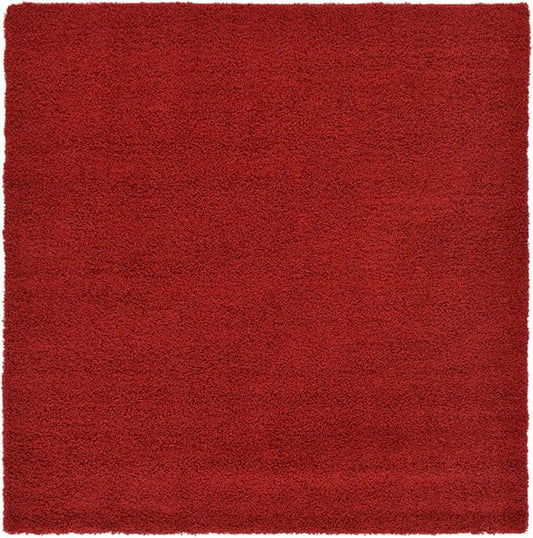 Unique Loom Solid Shag Collection Area Rug (8' Square, Cherry Red)