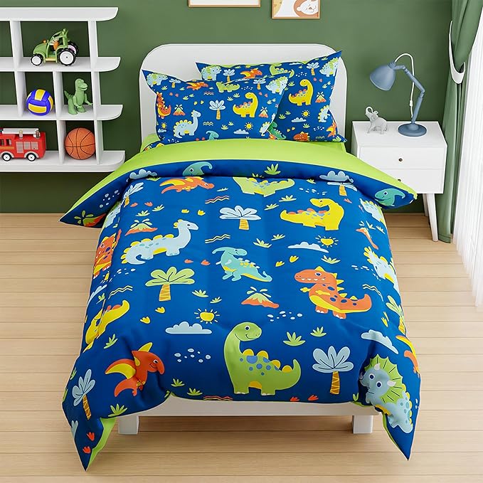 SANDJEST Dinosaur Design Duvet Cover Sets Twin Size for Kids Boys, Include 1 Comforter Cover 68x86 Inches and 1 Pillowcase 20x26 Inches, Comforter Not Included, Gift for Christmas Birthday