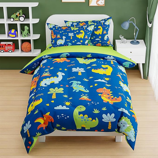 SANDJEST Dinosaur Design Duvet Cover Sets Twin Size for Kids Boys, Include 1 Comforter Cover 68x86 Inches and 1 Pillowcase 20x26 Inches, Comforter Not Included, Gift for Christmas Birthday