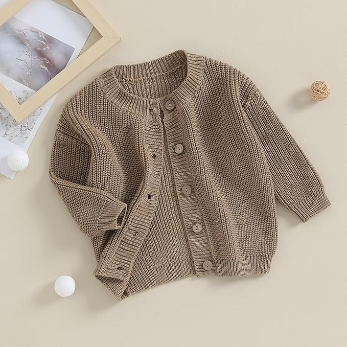 Newborn Baby Boy Girl Knit Sweater Cardigan Winter Warm Button Down Sweatshirt Top Outfit Cute Infant Fall Clothes