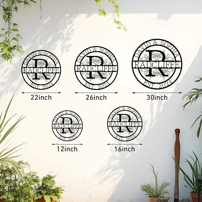 Personalized Metal Signs | Split Monogram Letter with Name | Custom Outdoor Metal Sign | Home Decor Sign | Personalized Family Name Sign | Housewarming Gift for Couples | Monogram Wall Decor
