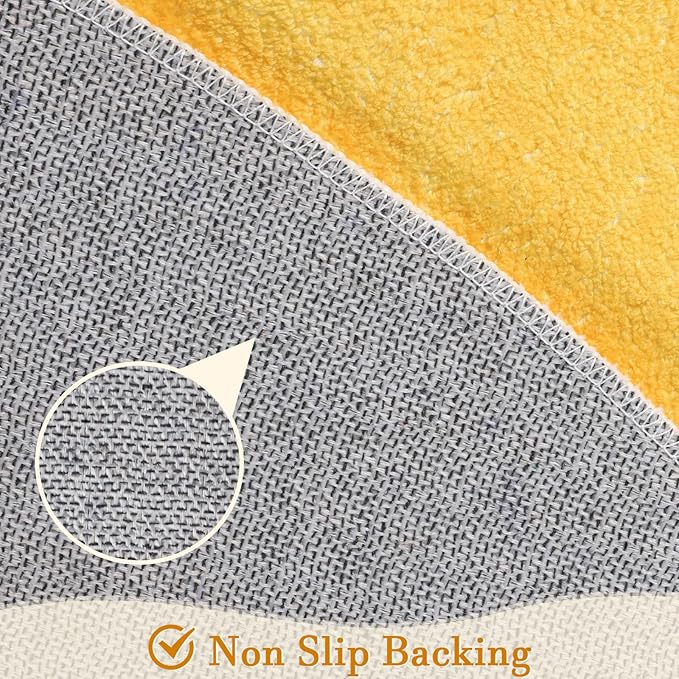 Topotdor Round Kids Play Rug Alphabet Nursery Area Rug Extra Large Soft Crawling Play Mat for Children Toddlers Bedroom (63 inch, Yellow)