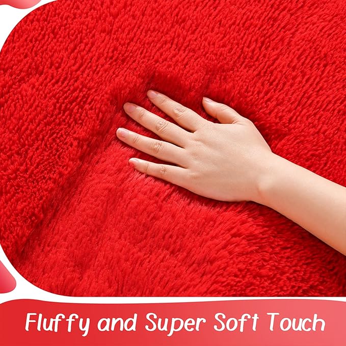 BENRON Fluffy Runner Rugs 2x4, Soft Long Runners for Bedroom Hallyway Entryway Kitchen, Washable Fuzzy Throw Rug for Kids Girls Room Decor Photo Prop, Red