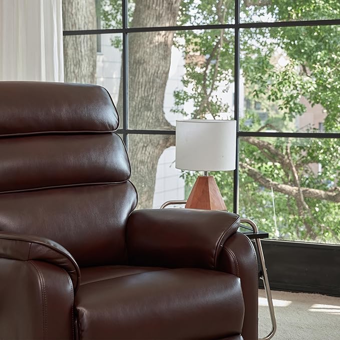 DYNOX 350 LBS Power Lift Recliner Chair for Elderly, Medium Size Dual Motor Lay Flat Infinite Positions Recliner with Heat & Massage(9188,Faux Leather,Brown)